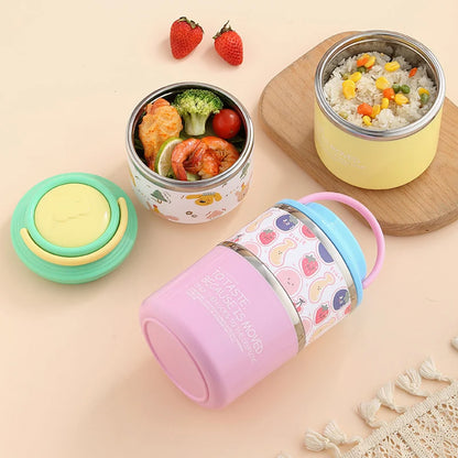 Round Stainless Steel 2-Layer Insulated Lunch Box for Scxhool and Office