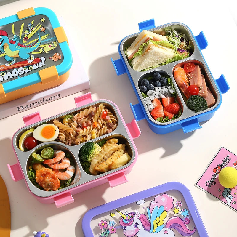 Premium 3-Compartment Stainless Steel Bento Lunch Box | Leak-Resistant Food Storage Container for Office, School & Travel